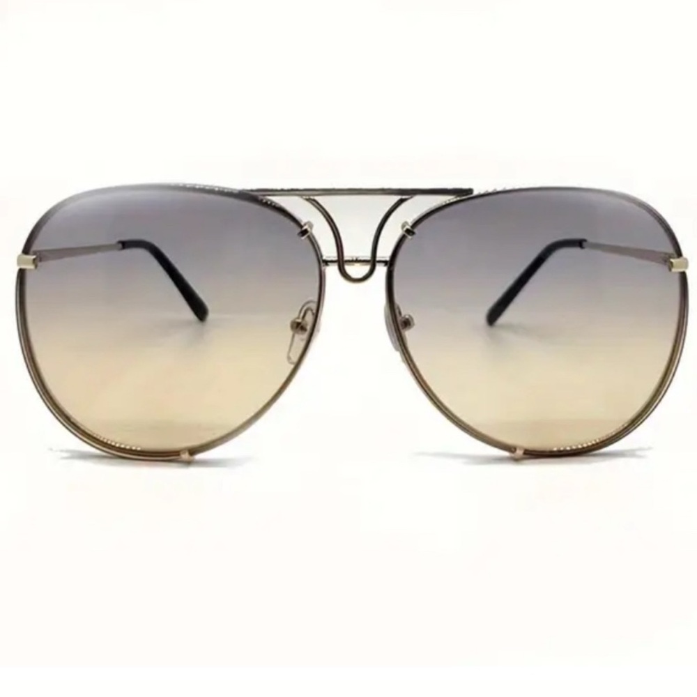 Miz Le Porsche Oversized Aviator Sunnies Ombre Solid Tinted Sunglasses, New